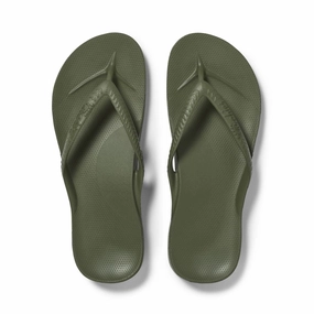 ARCH SUPPORT THONGS - Khaki Fleece Lined Flip Flops