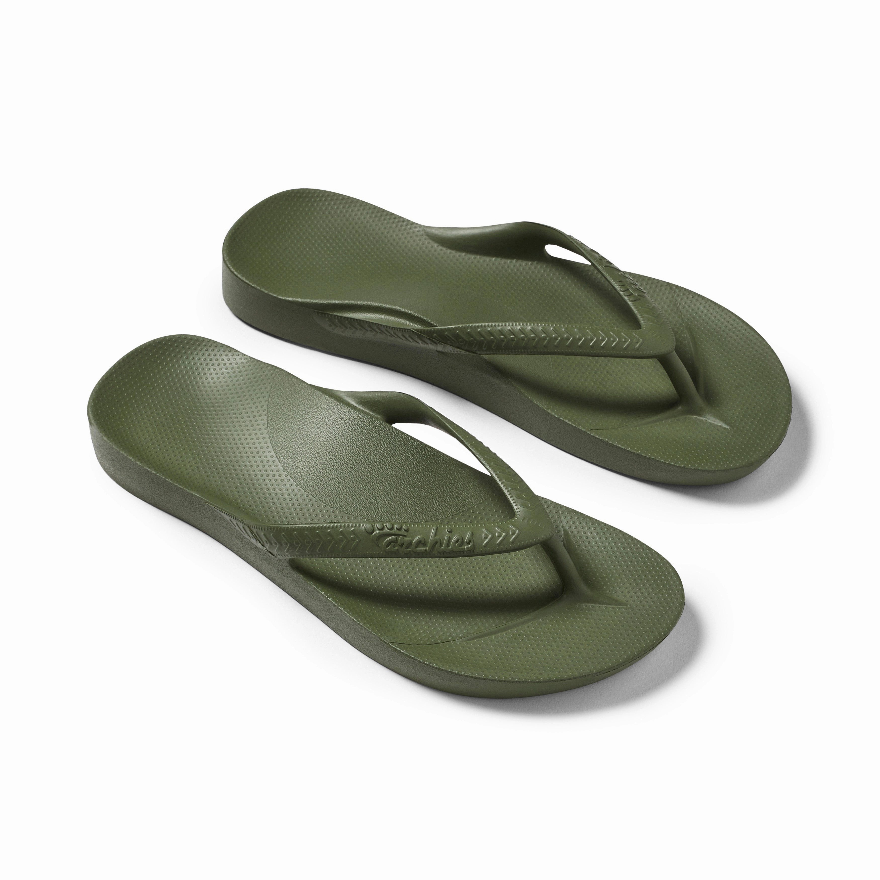 Flower Flip Flops ARCH SUPPORT THONGS - Khaki