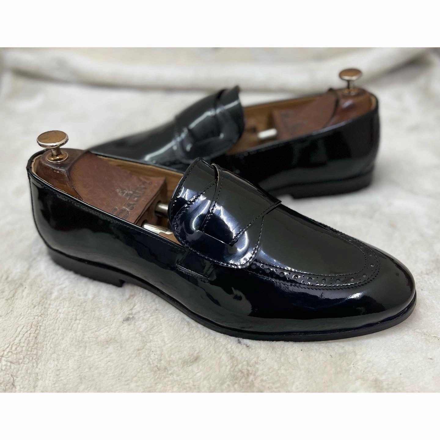 Patent Butterfly Loafers Camel Loafers
