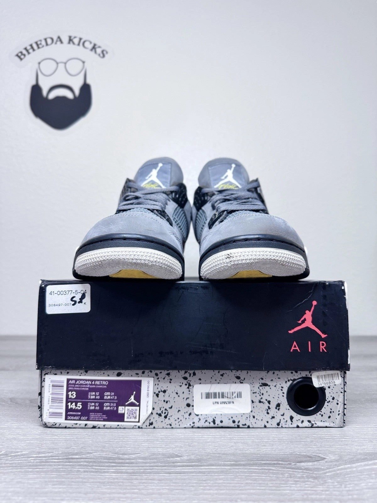 Asics Wide Shoes Size 13 - Nike Air Jordan 4 Retro Cool Grey 2019 308497-007 Mens Preowned