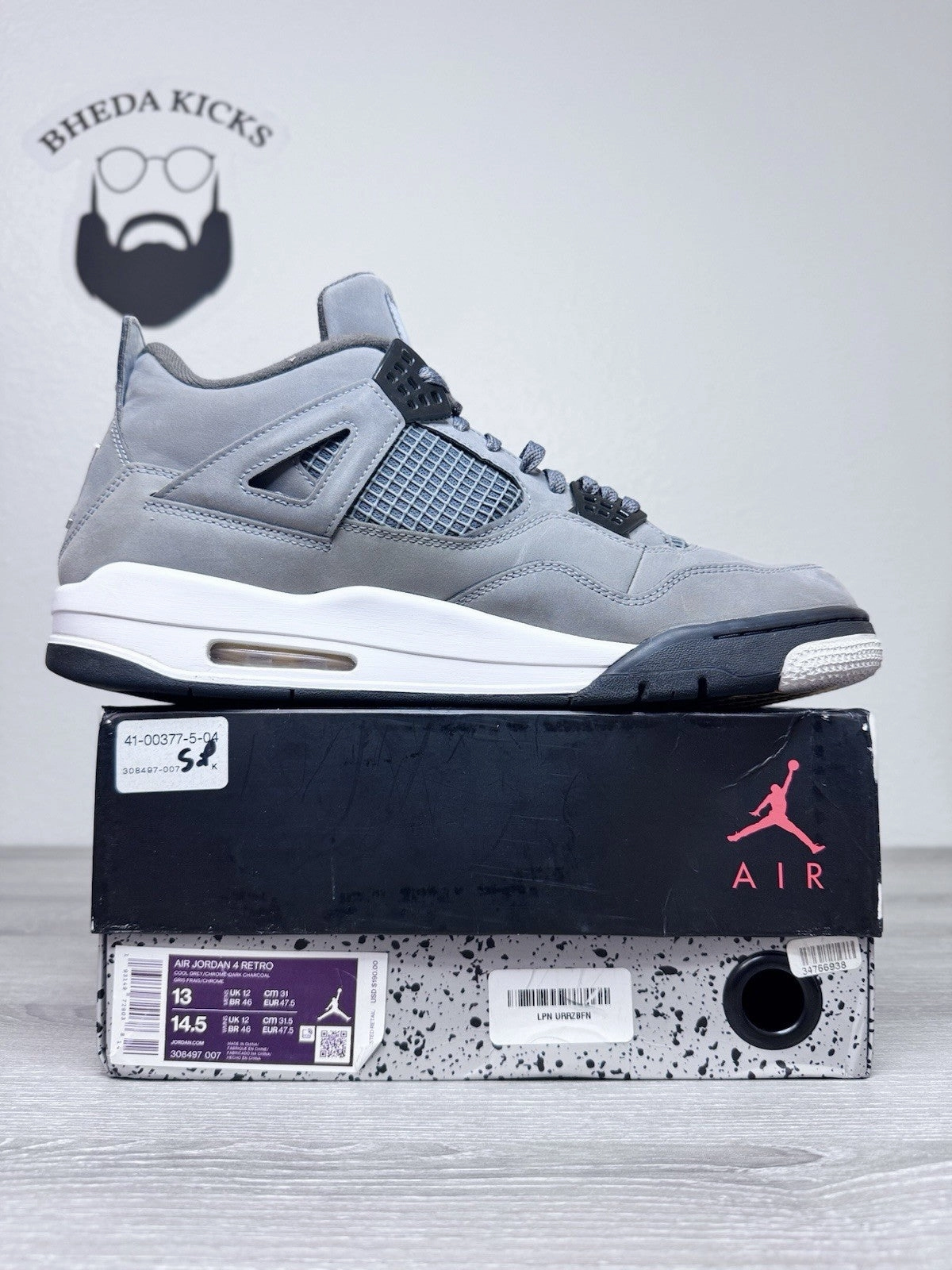 Asics Turbo Shoes Size 13 - Nike Air Jordan 4 Retro Cool Grey 2019 308497-007 Mens Preowned