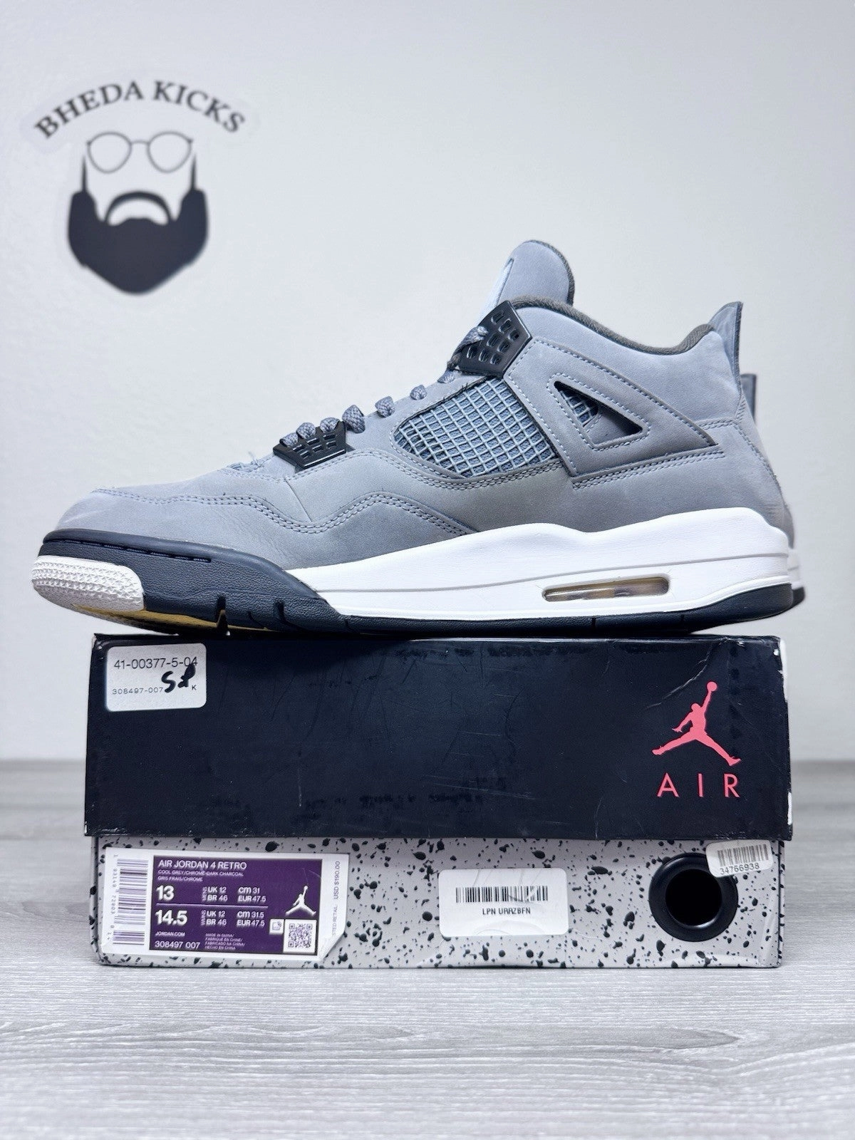Size 13 - Nike Air Jordan 4 Retro Cool Grey 2019 308497-007 Mens Preowned Asics Gel Exalt Running Shoes