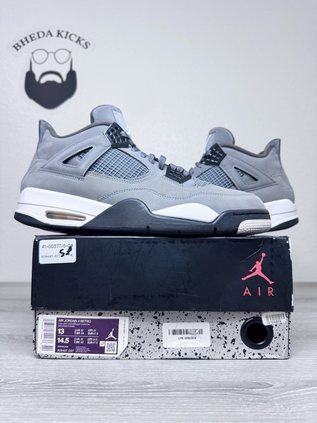 Size 13 - Nike Air Jordan 4 Retro Cool Grey 2019 308497-007 Mens Preowned Best Casual Asics Shoes