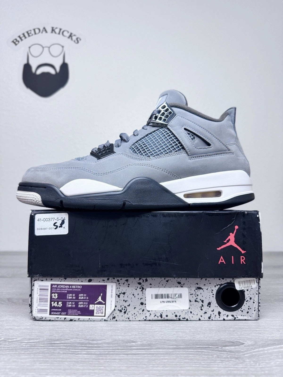 Size 13 - Nike Air Jordan 4 Retro Cool Grey 2019 308497-007 Mens Preowned Asics Gt-2000 12 Running Shoe