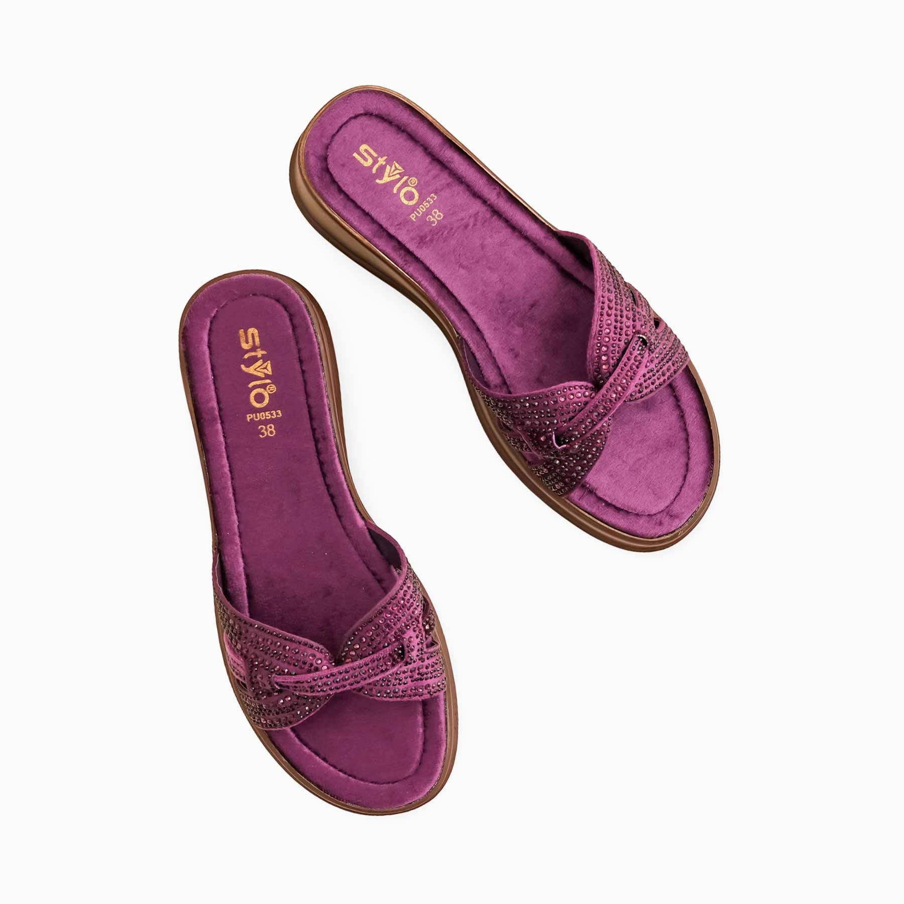 Purple Formal Slipper PU0533 Peep Toe Slides