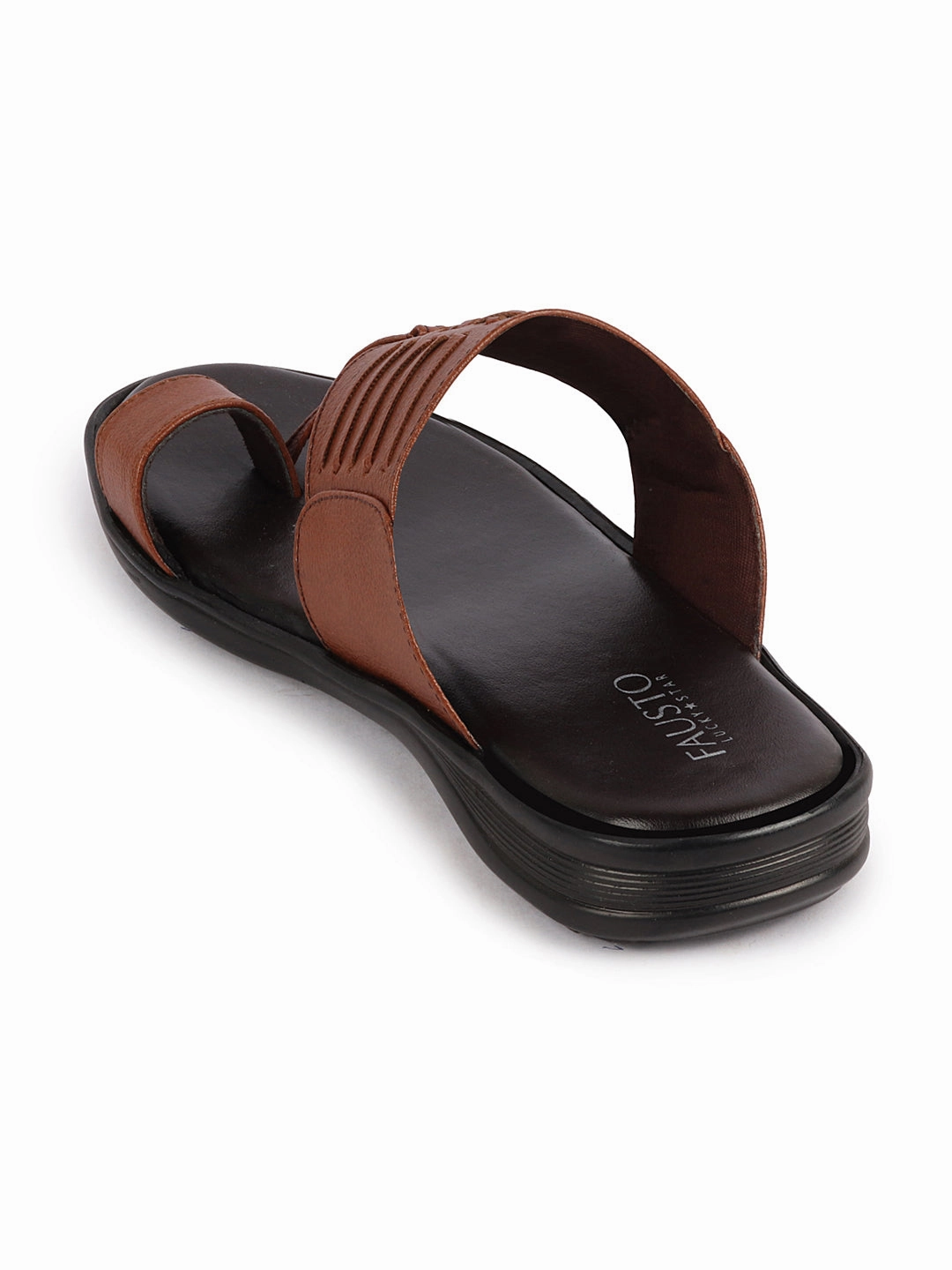 Imperial Slippers Men Tan Daily Indoor Outdoor Comfort Stitched Design Kolhapuri Toe Ring Slip On Slipper