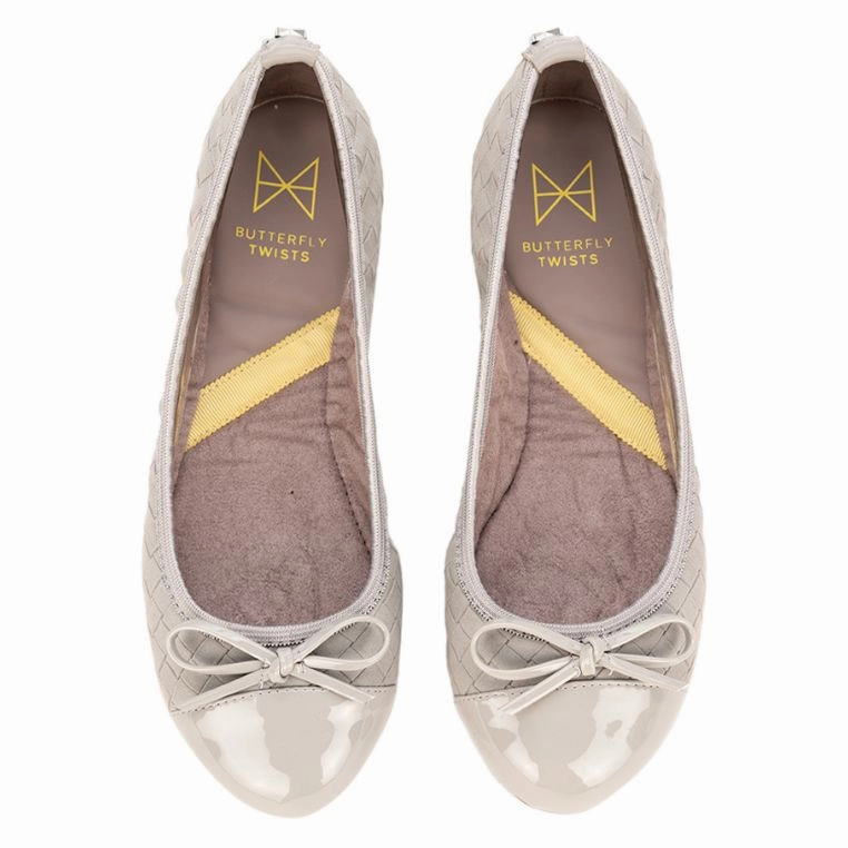 Best Cross Country Running Shoes For Flat Feet OLIVIA Ballet Flat Shoes - Grey Suede W/ Emboss