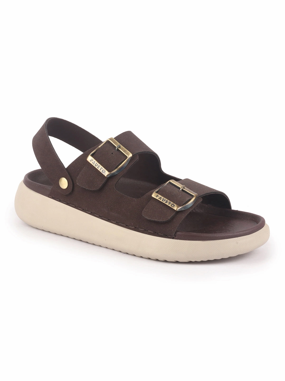 Men Brown Open Toe Double Adjustable Strap Stitched Waterproof Sandals with Back Support|Soft Cushioned Insole|Lightweight Summer Slip-On Slipper|Perfect For Monsoon Rainy Season Lv Slippers