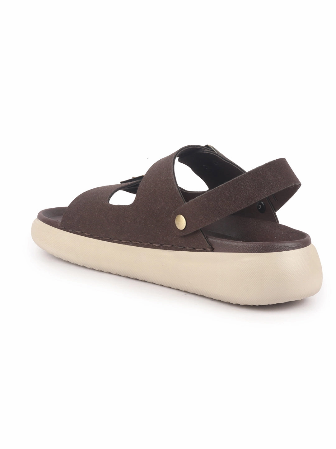 Men Brown Open Toe Double Adjustable Strap Stitched Waterproof Sandals with Back Support|Soft Cushioned Insole|Lightweight Summer Slip-On Slipper|Perfect For Monsoon Rainy Season Slippers Number