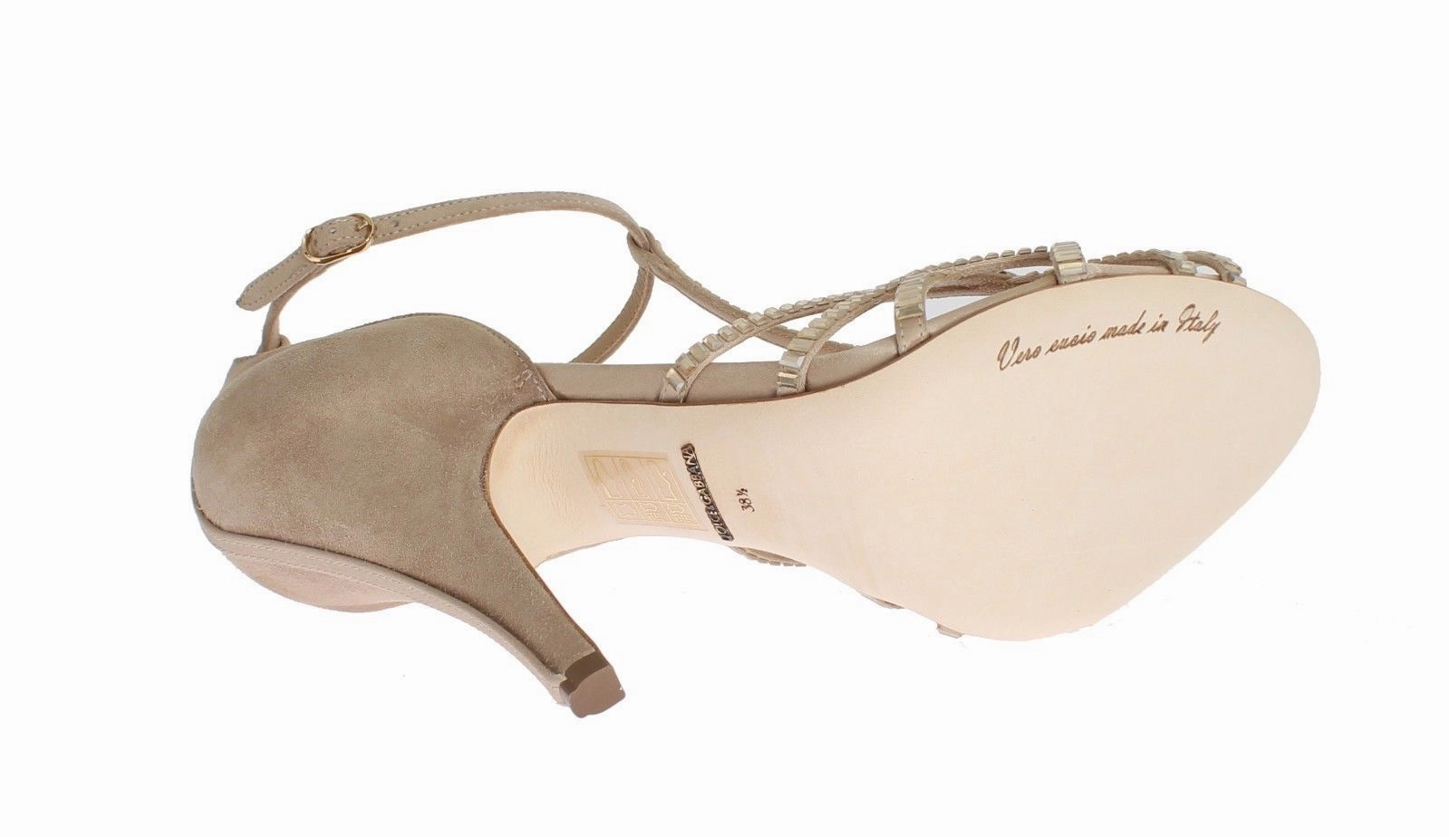 Beige Suede Crystal Mary Janes Heels Shoes Unique Sandals