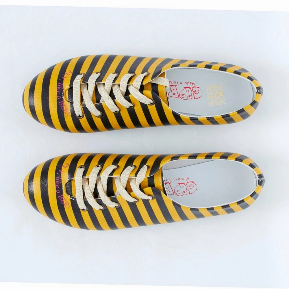 Cotton On Flat Shoes Black and Yellow Striped Ballerinas Shoes SLV073