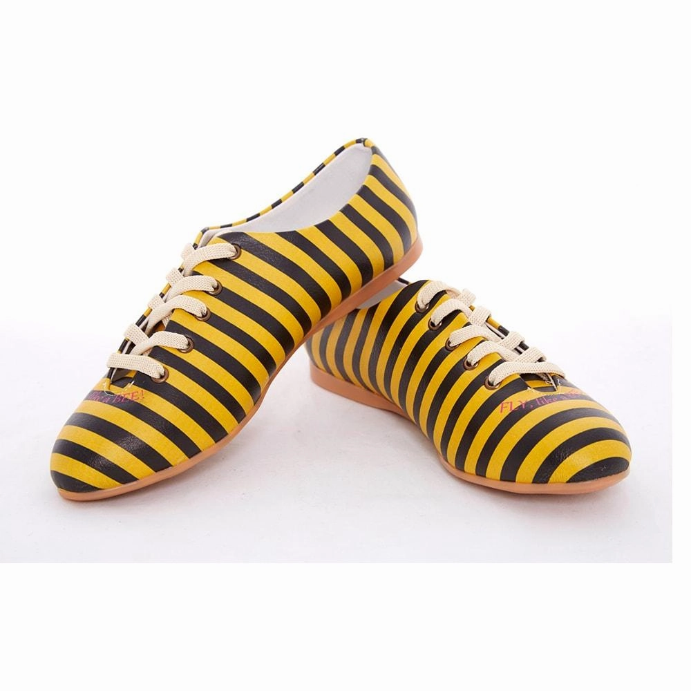 Lane Bryant Flat Shoes Black and Yellow Striped Ballerinas Shoes SLV073
