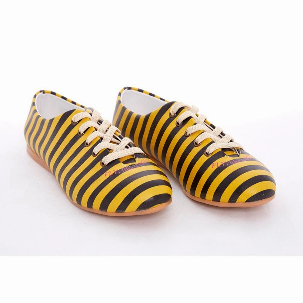Black and Yellow Striped Ballerinas Shoes SLV073 Best Hiking Shoes For Wide Flat Feet