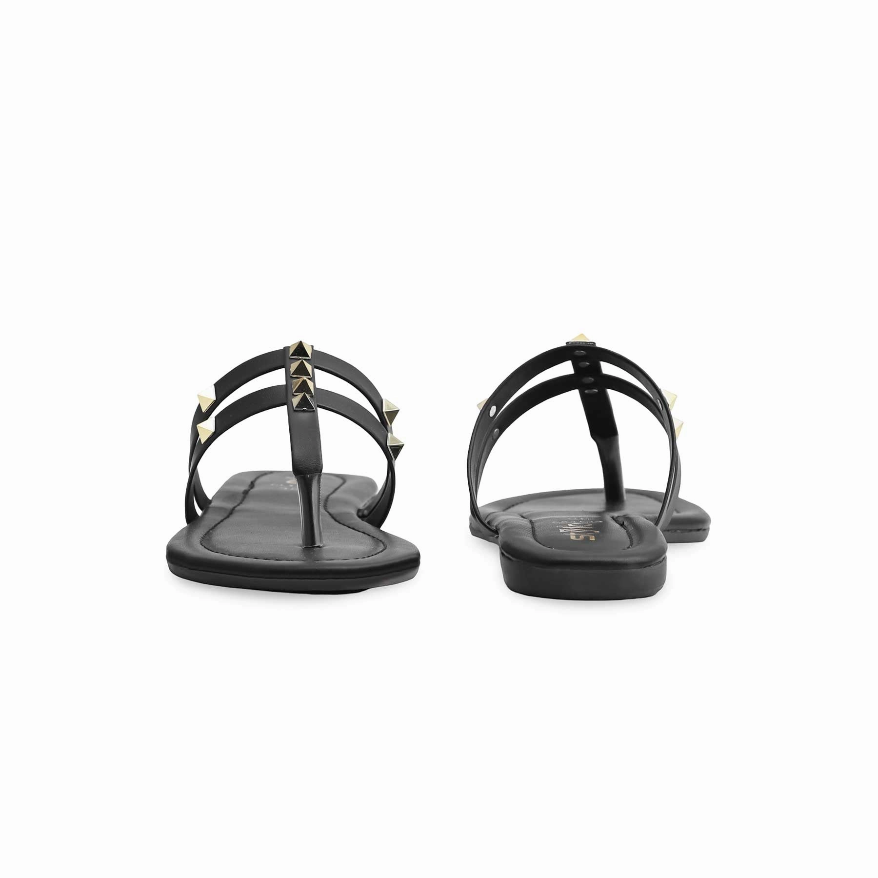 Black Casual Chappal CL1893 8053 Tumbled Leather Platform Casual Shoes