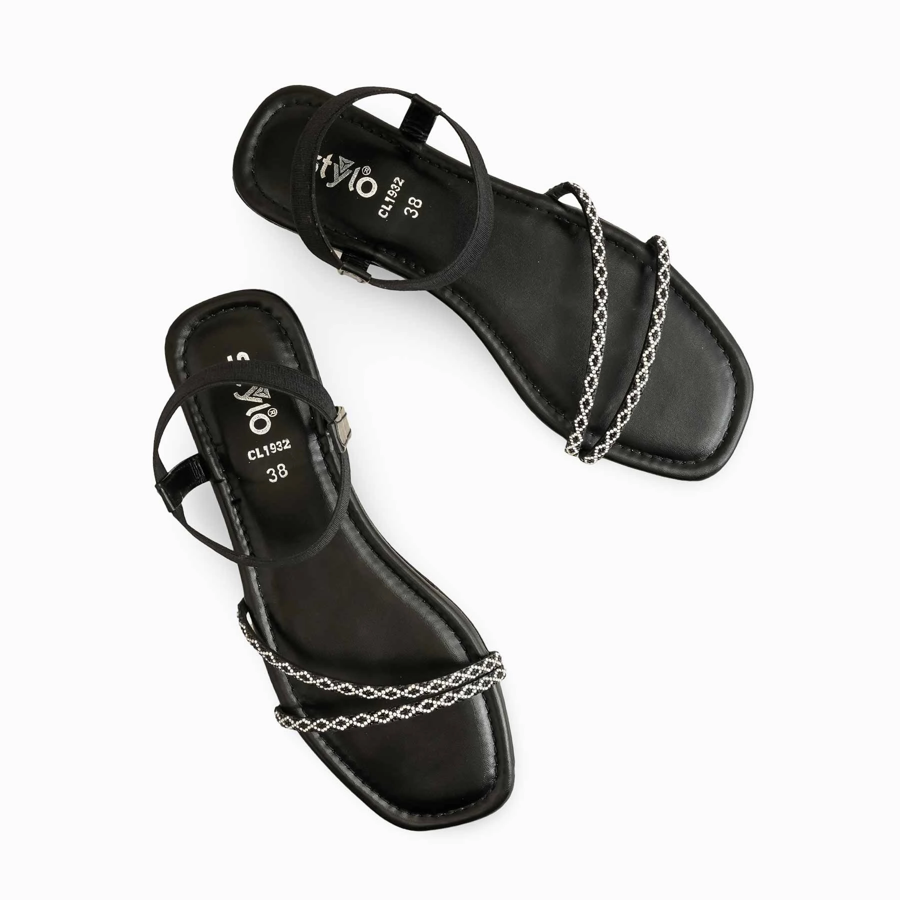 Toe Box Shoes Casual Black Casual Sandal CL1932