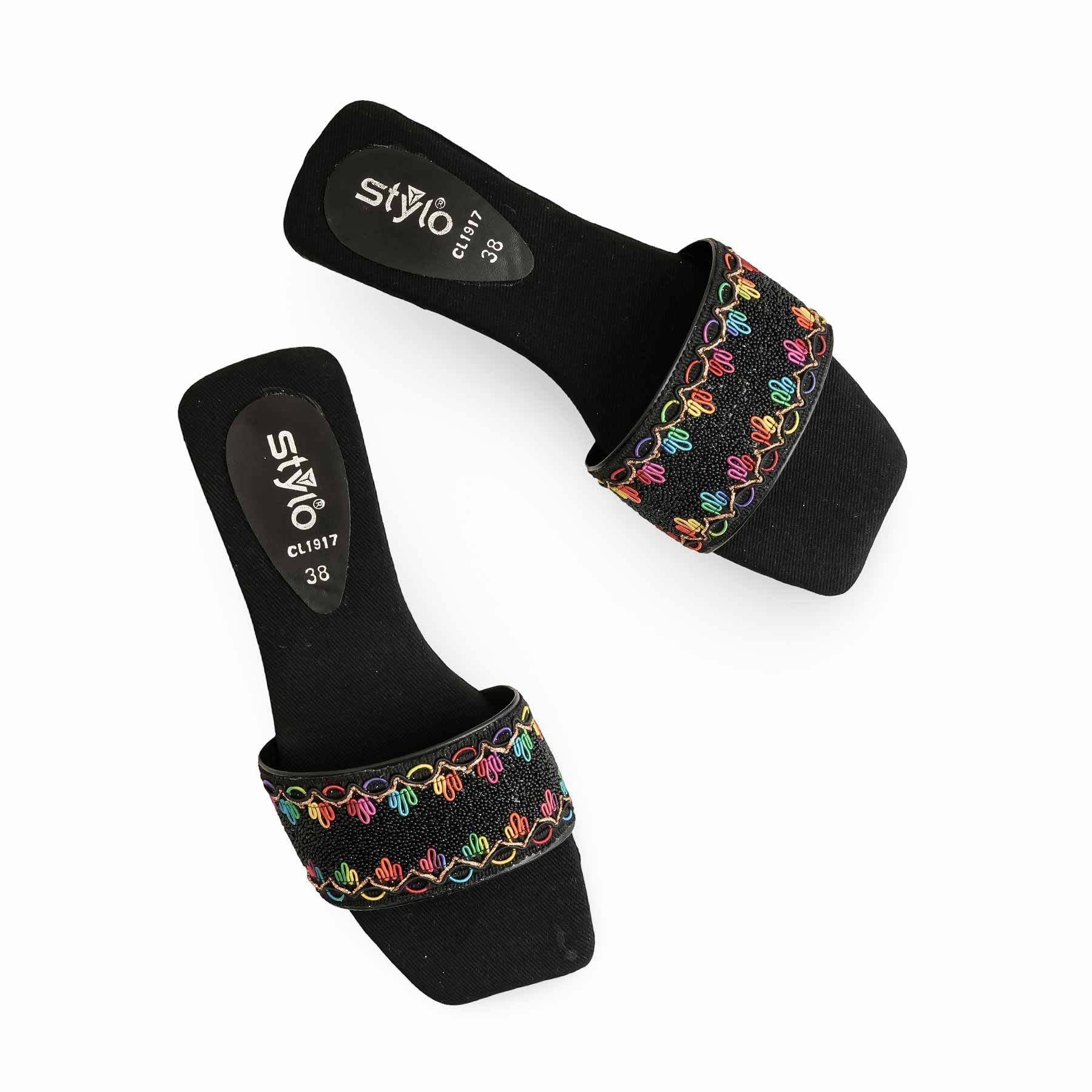 Black Casual Slipper CL1917 Motorcycle Casual Shoes