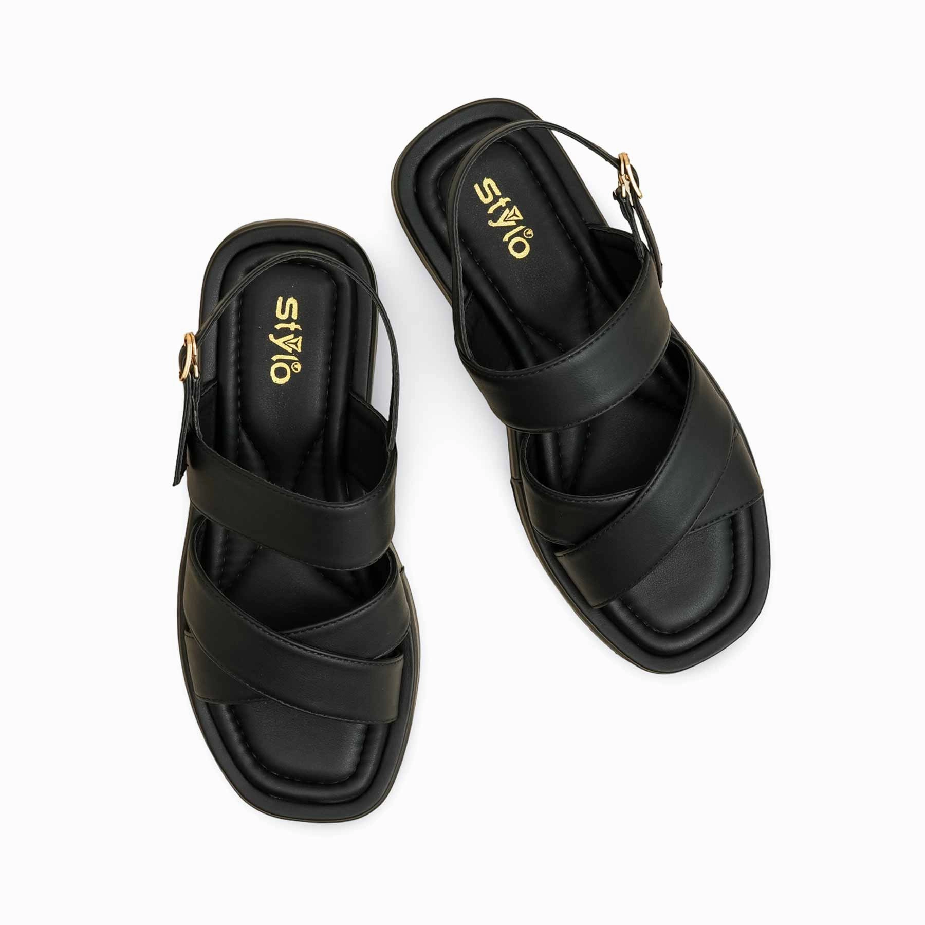 Black Formal Sandal PU0618 Cross Trainer Shoes For Flat Feet