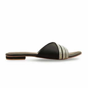 Black Formal Slipper FR8396 Fluffy Cow Slippers