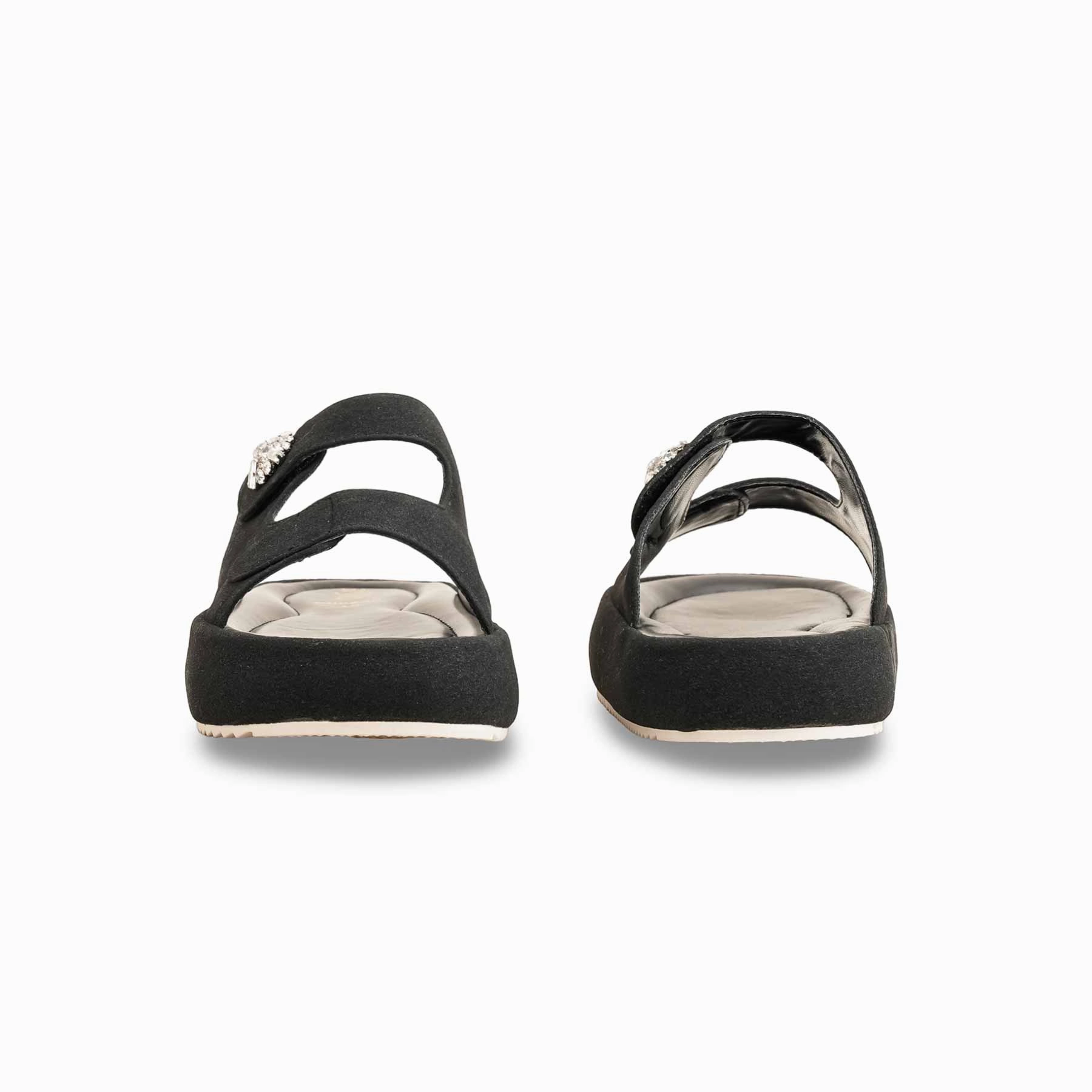 Black Formal Slipper PU0446 Slippers For Women With Arch Support