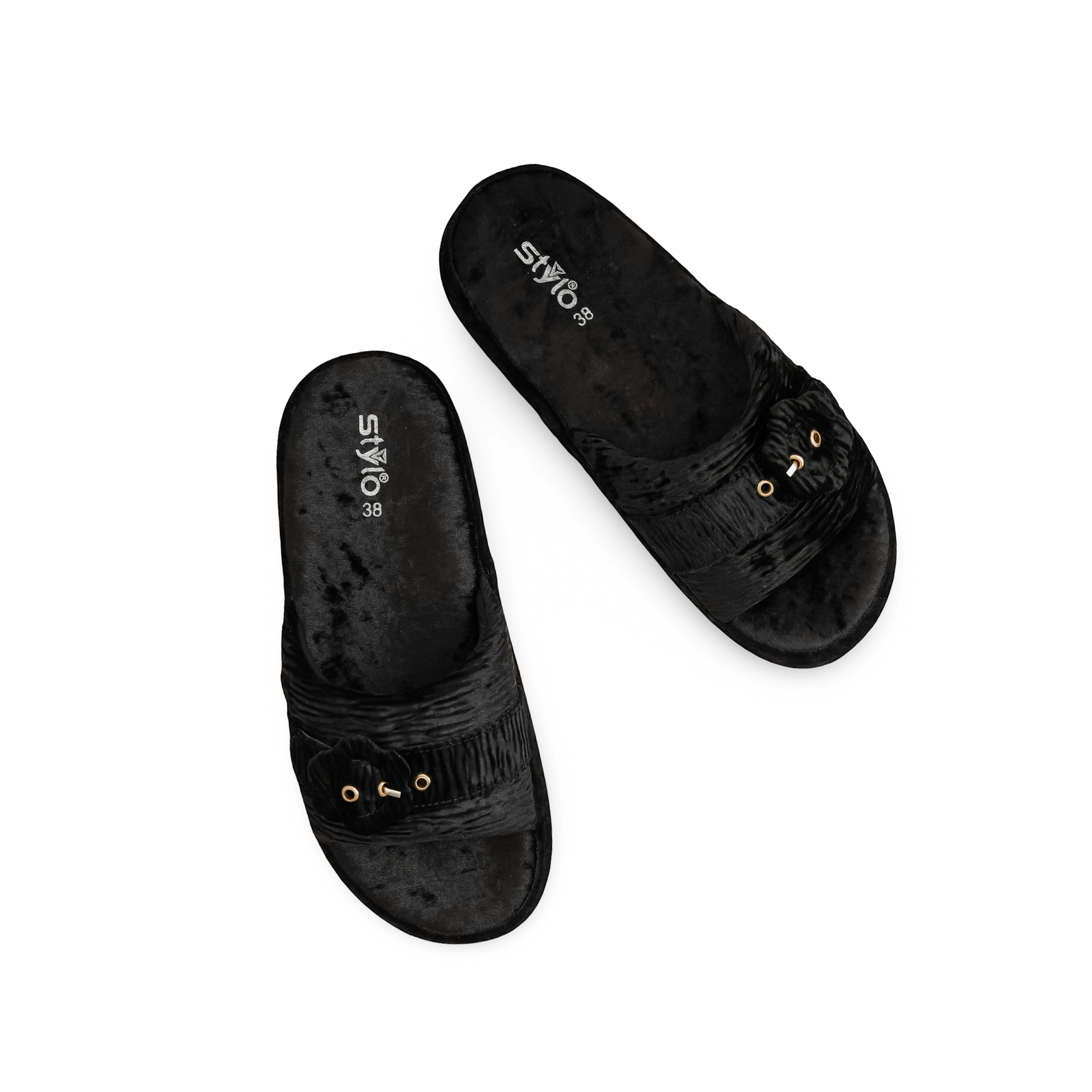 Gel Slides Black Formal Slipper PU0570