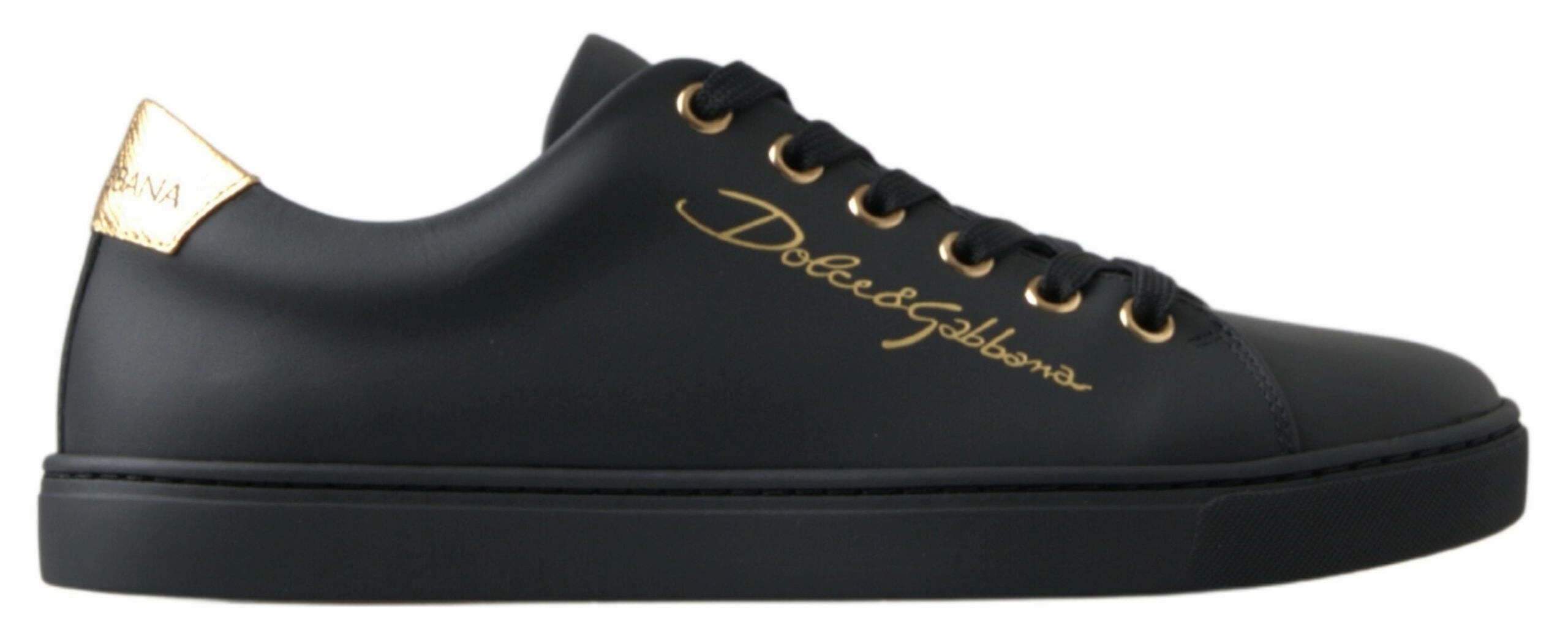 Alexander Mcqueen Sneakers Black Gold Leather Classic Sneakers Shoes