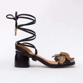 Black Heeled Swap Sandal Brown Flower with Gladiator Most Comfy Sandals For Walking