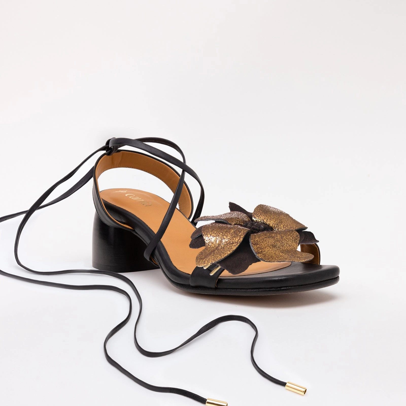 Sandals Online Black Heeled Swap Sandal Brown Flower with Gladiator