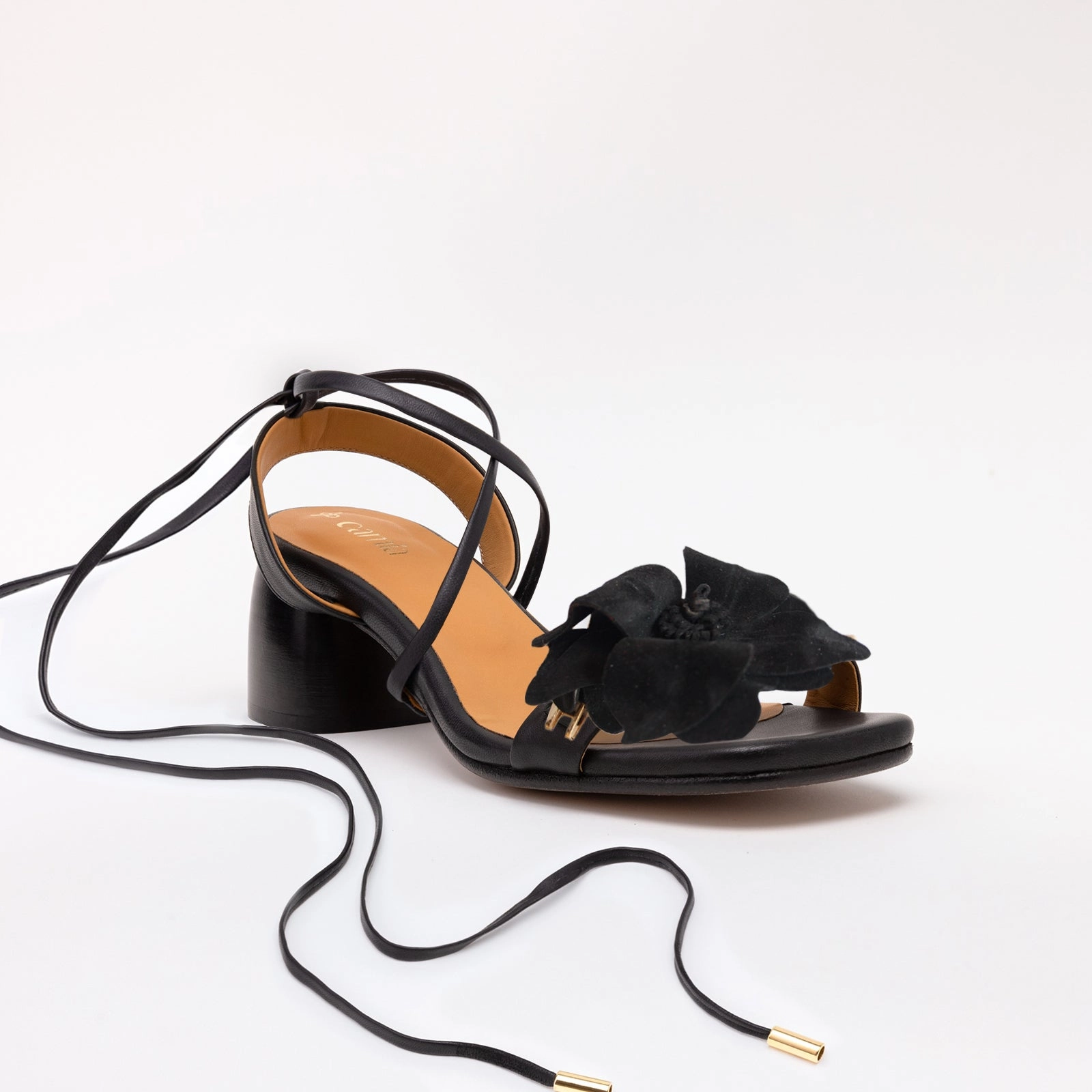 Black Heeled Swap Sandal Charcoal Camia Flower with Gladiator Platform Sandals Espadrille