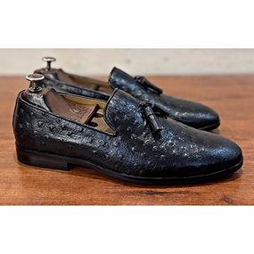 Loafers For Walking Black Ostrich Tassel Loafers
