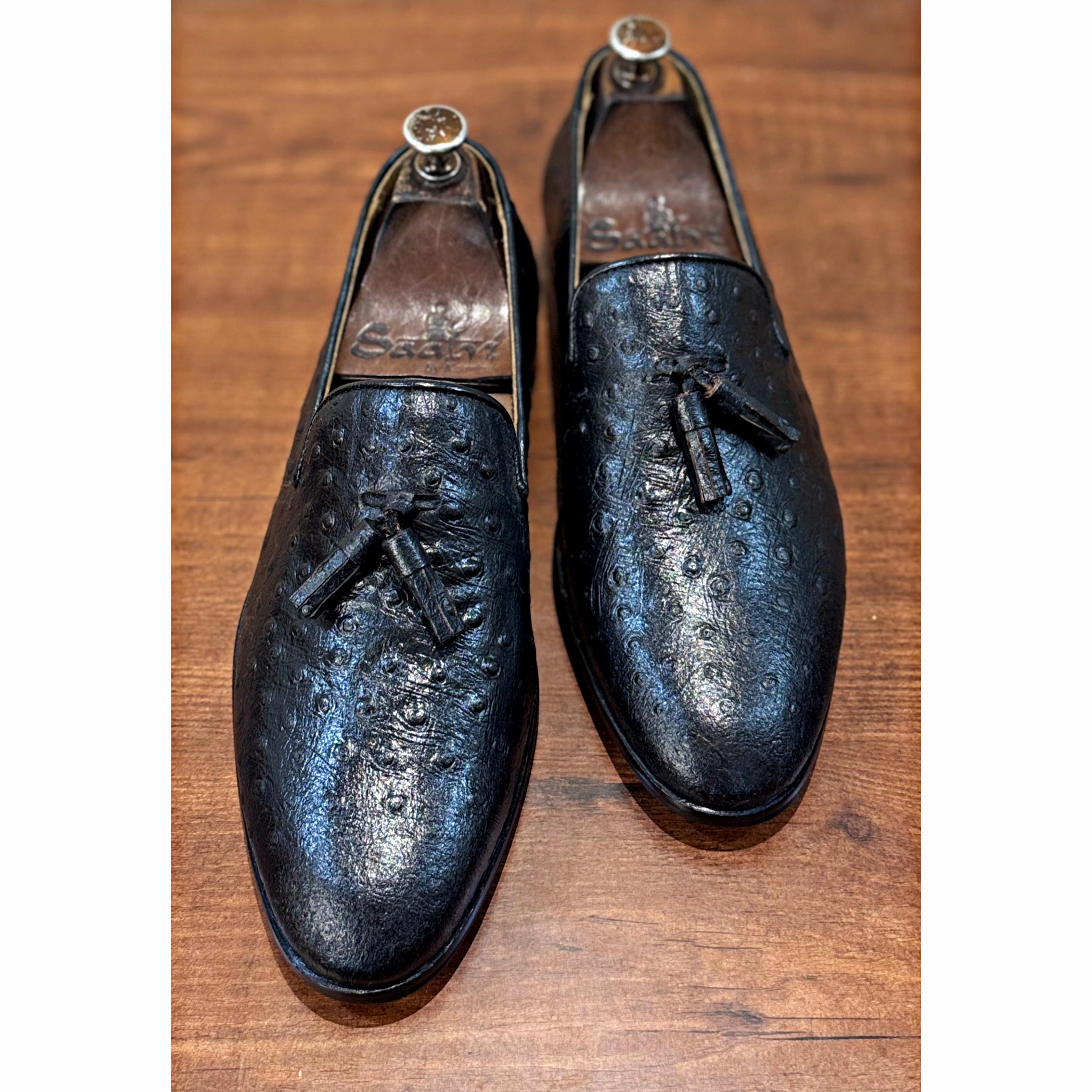 Soda Loafers Black Ostrich Tassel Loafers