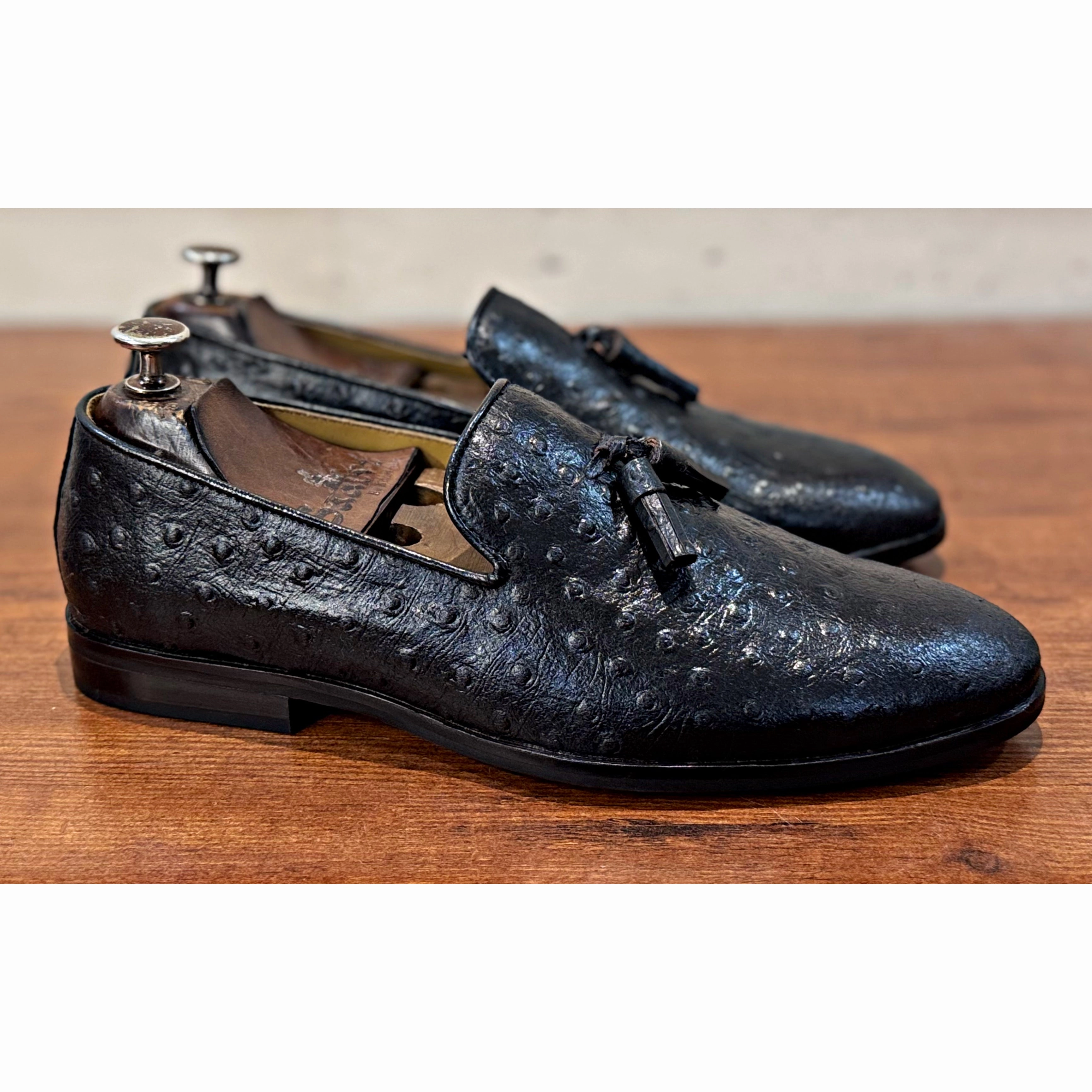 Black Ostrich Tassel Loafers Penny Loafers Shorts