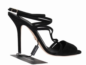 Black Suede Keira Strap Sandals Dress Sandals Flat