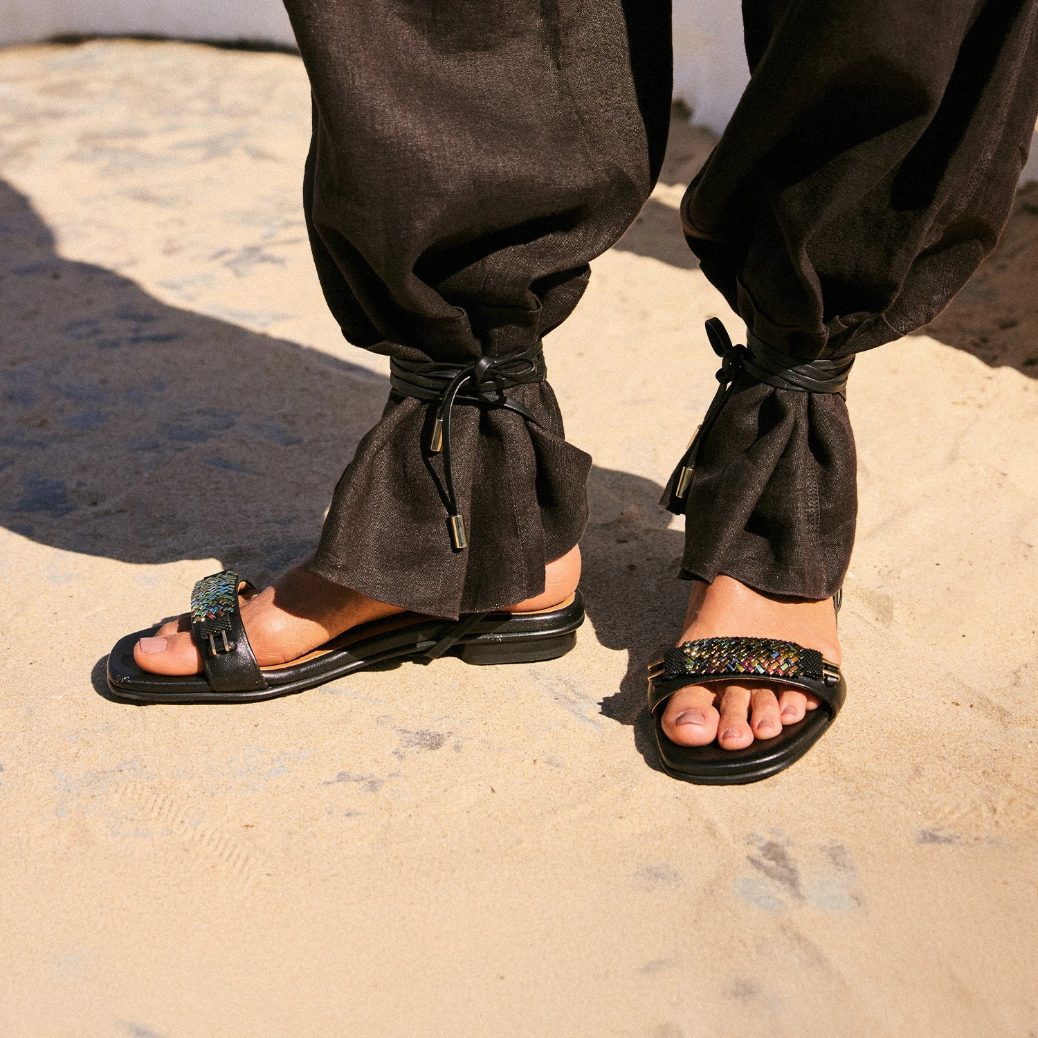 Glitter Sandals Black Swap Sandal Volcanic Black Gladiator