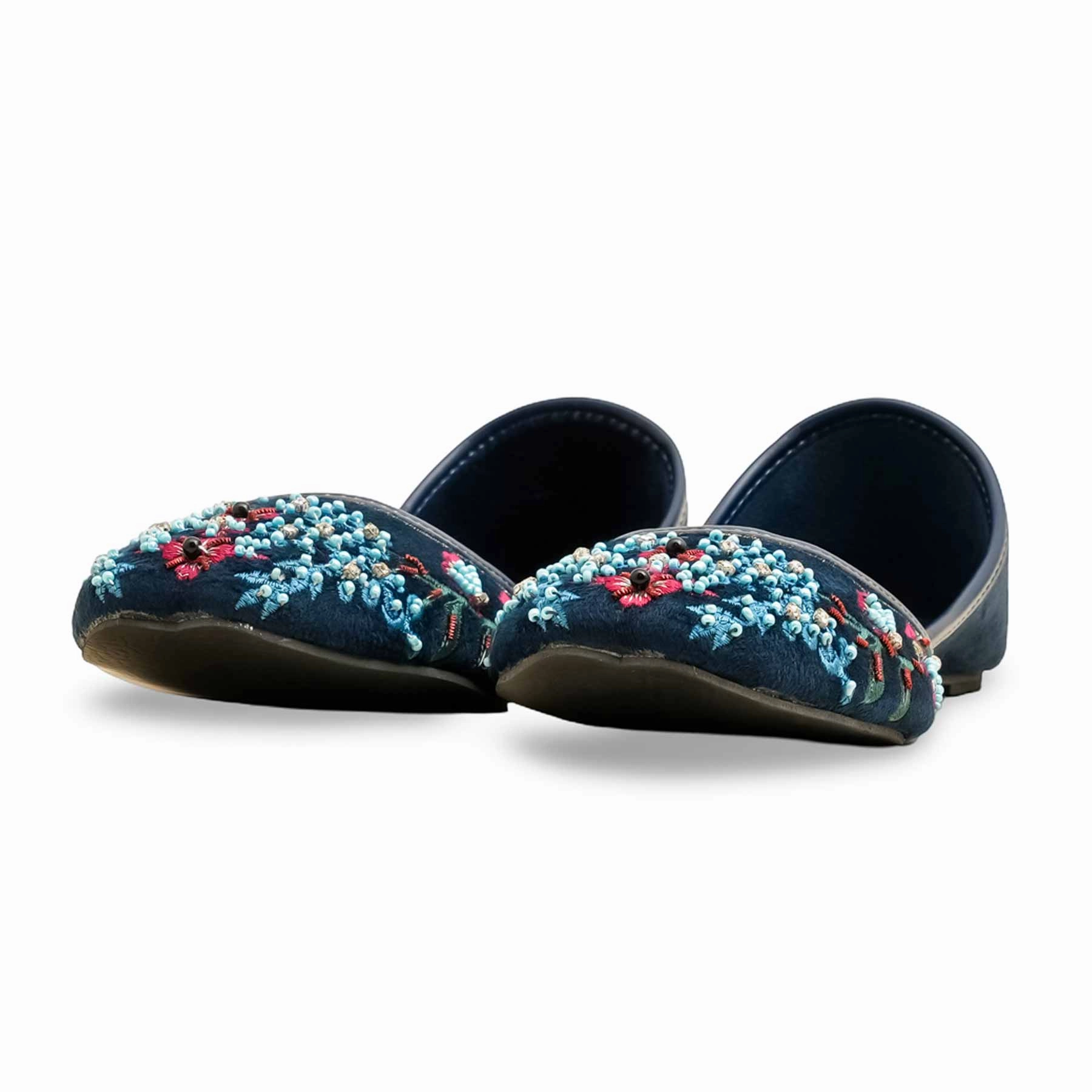 Blue Ethnic Khusa EC8588 High Heel Shoes That Convert To Flats