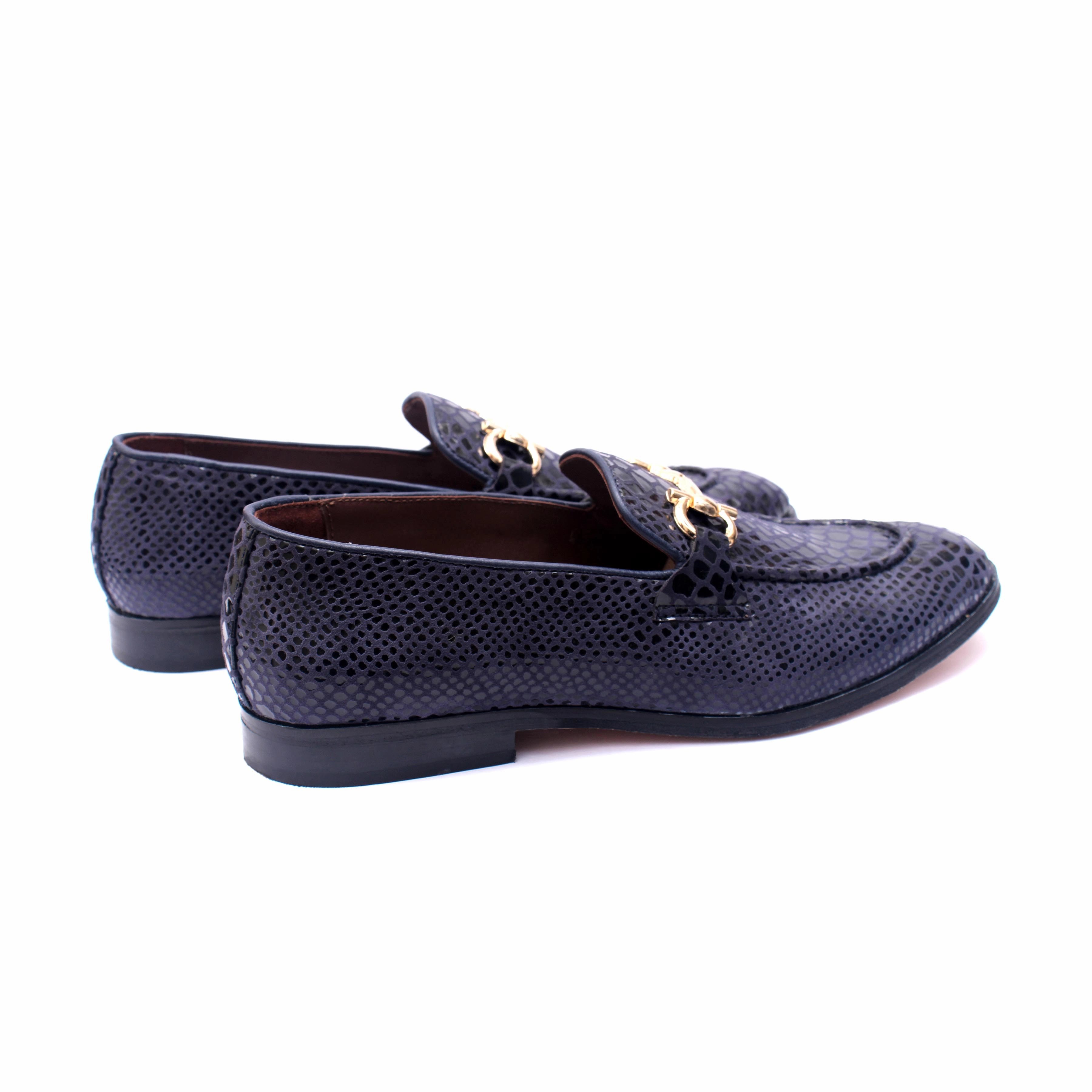 Dad Loafers Blue Snake Print Loafers
