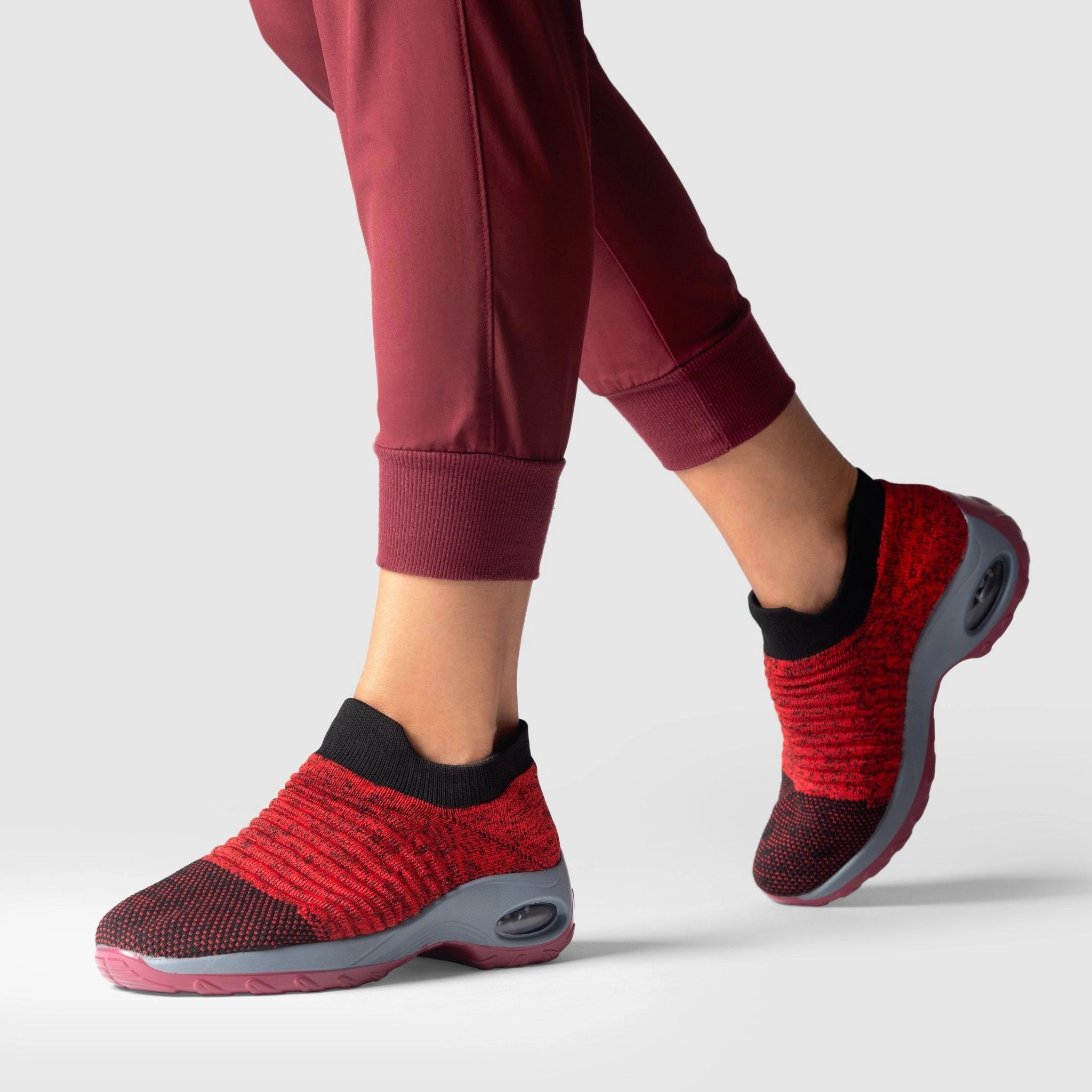 Breathable No-Tie Stretch Shoes - Red Step In Sneakers