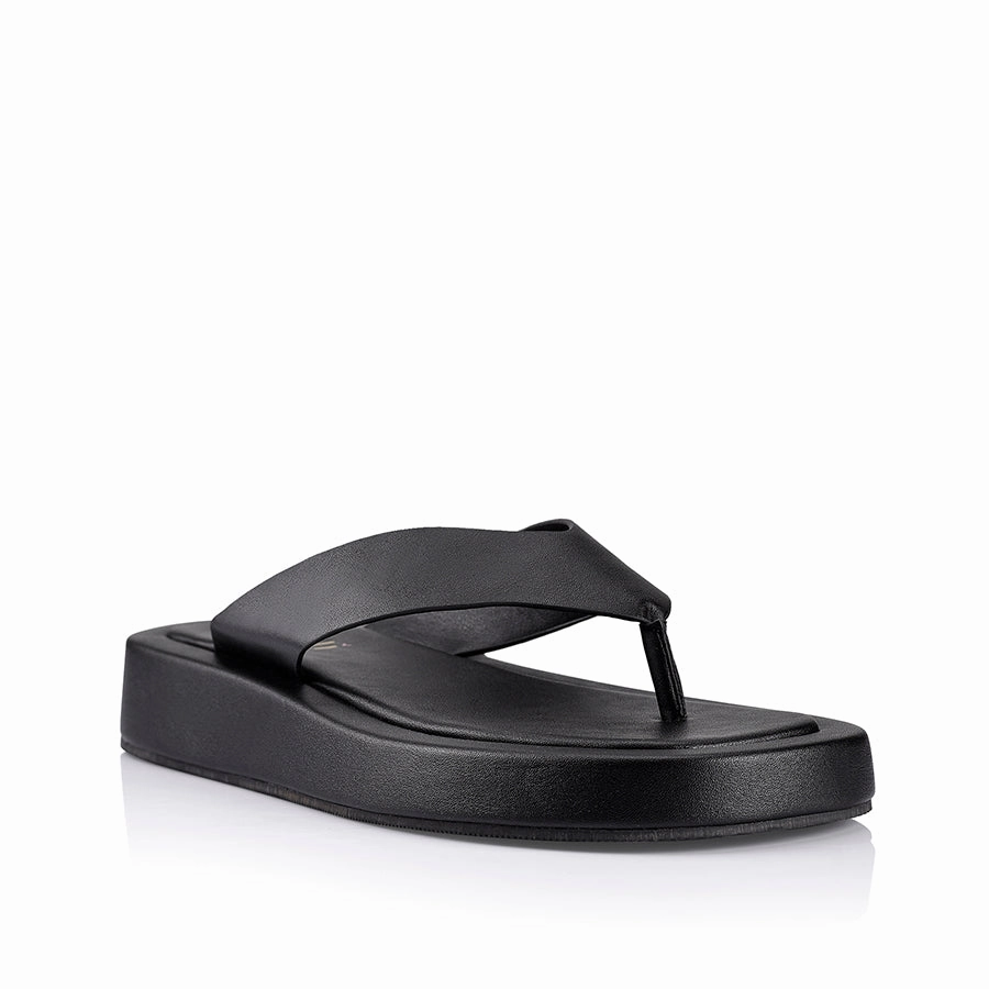 Bouncer II Flatform Thongs - Black Smooth Flip Flops With The Best Arch Support