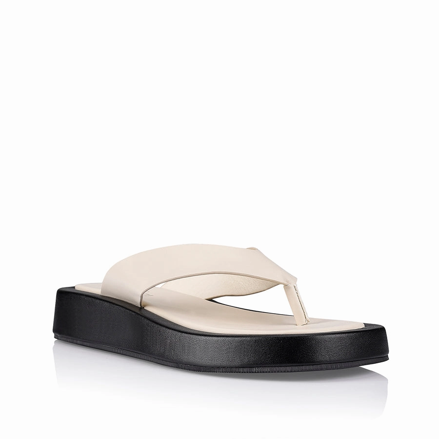 Bouncer II Flatform Thongs - Bone Smooth Rubber Wedge Flip Flops