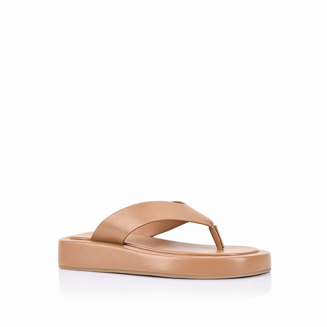 Vionic Arch Support Flip Flops Bouncer II Flatform Thongs - Dark Camel Tan