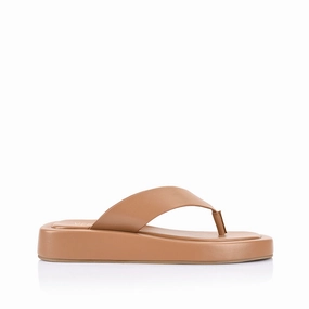 Lauren Conrad Flip Flops Bouncer II Flatform Thongs - Dark Camel Tan