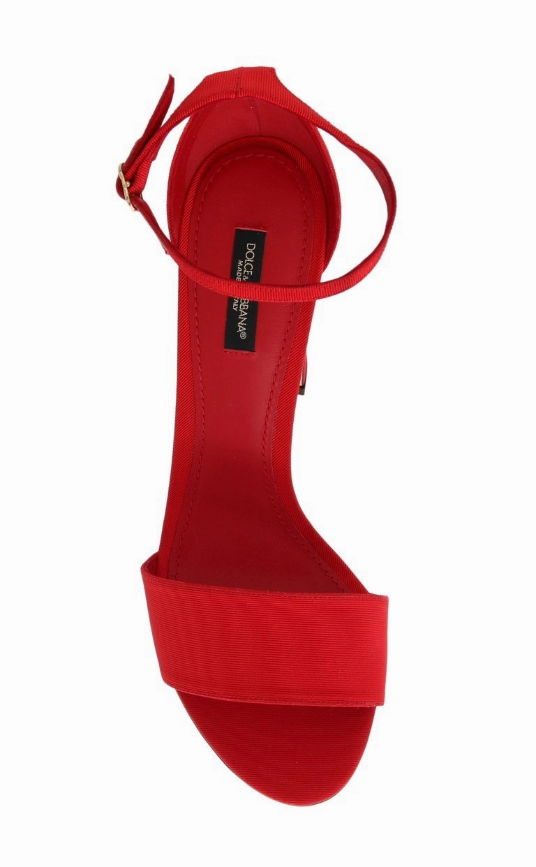 777 Deals Sandals Red Cotton Leather Heels Pumps