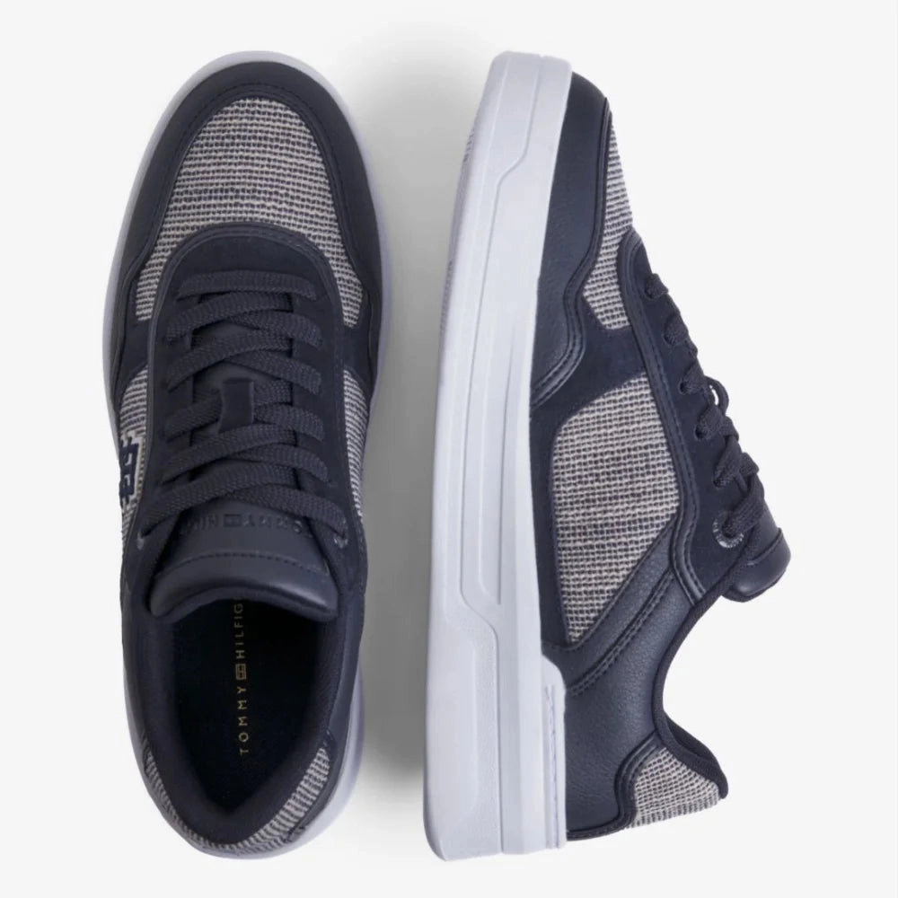 Tommy Hilfiger TH Woven Basket Sneaker Women FW0FW07289-NVYGRY Sneakers On Dress