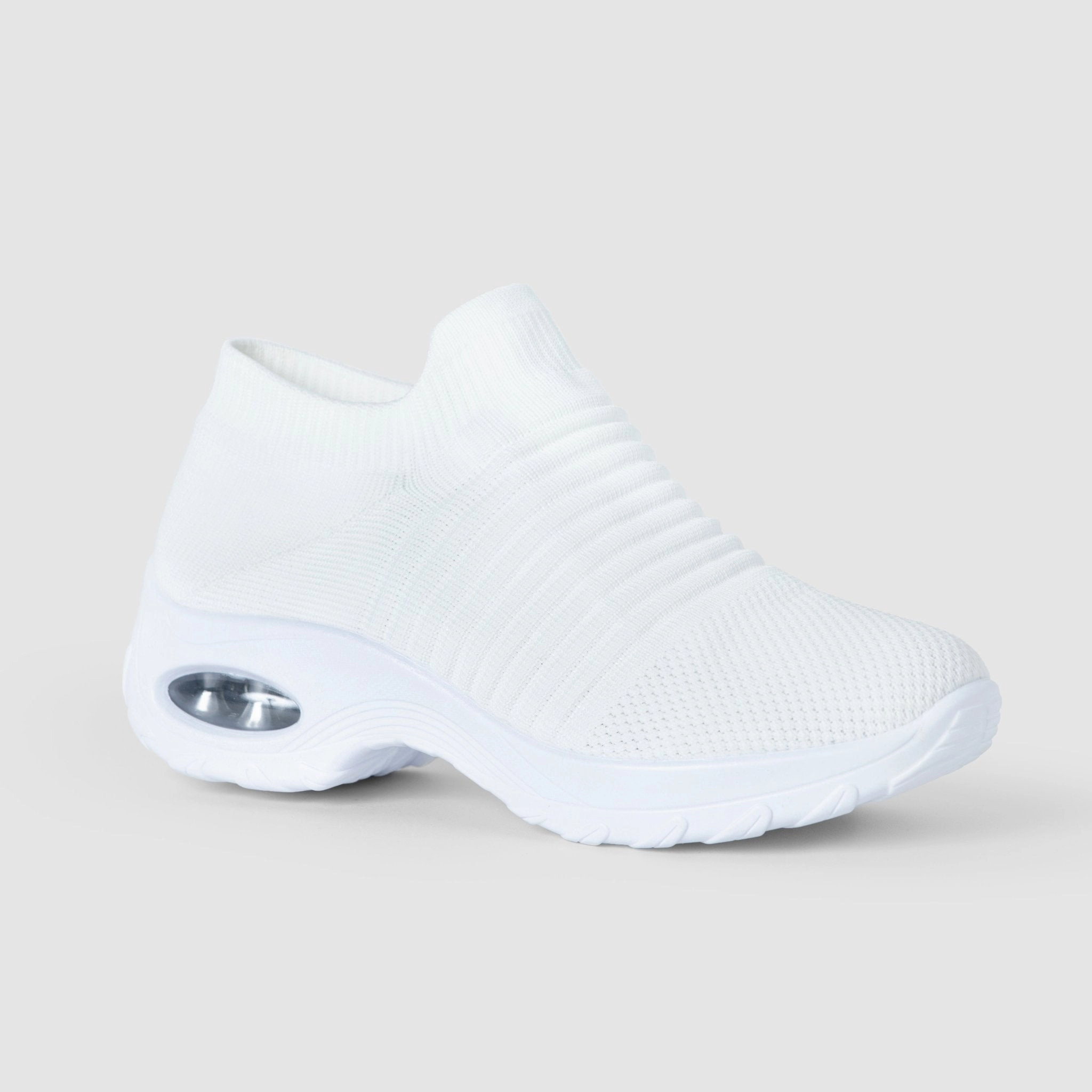 Breathable No-Tie Stretch Shoes - White Sneakers Basketball