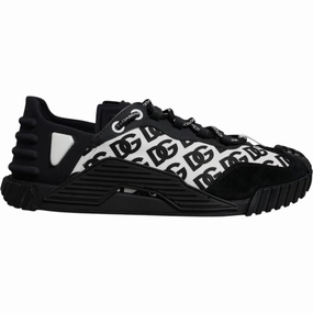 Dolce & Gabbana Black Logo Lace Up Low Top NS1 Sneakers Shoes Uno Sneakers