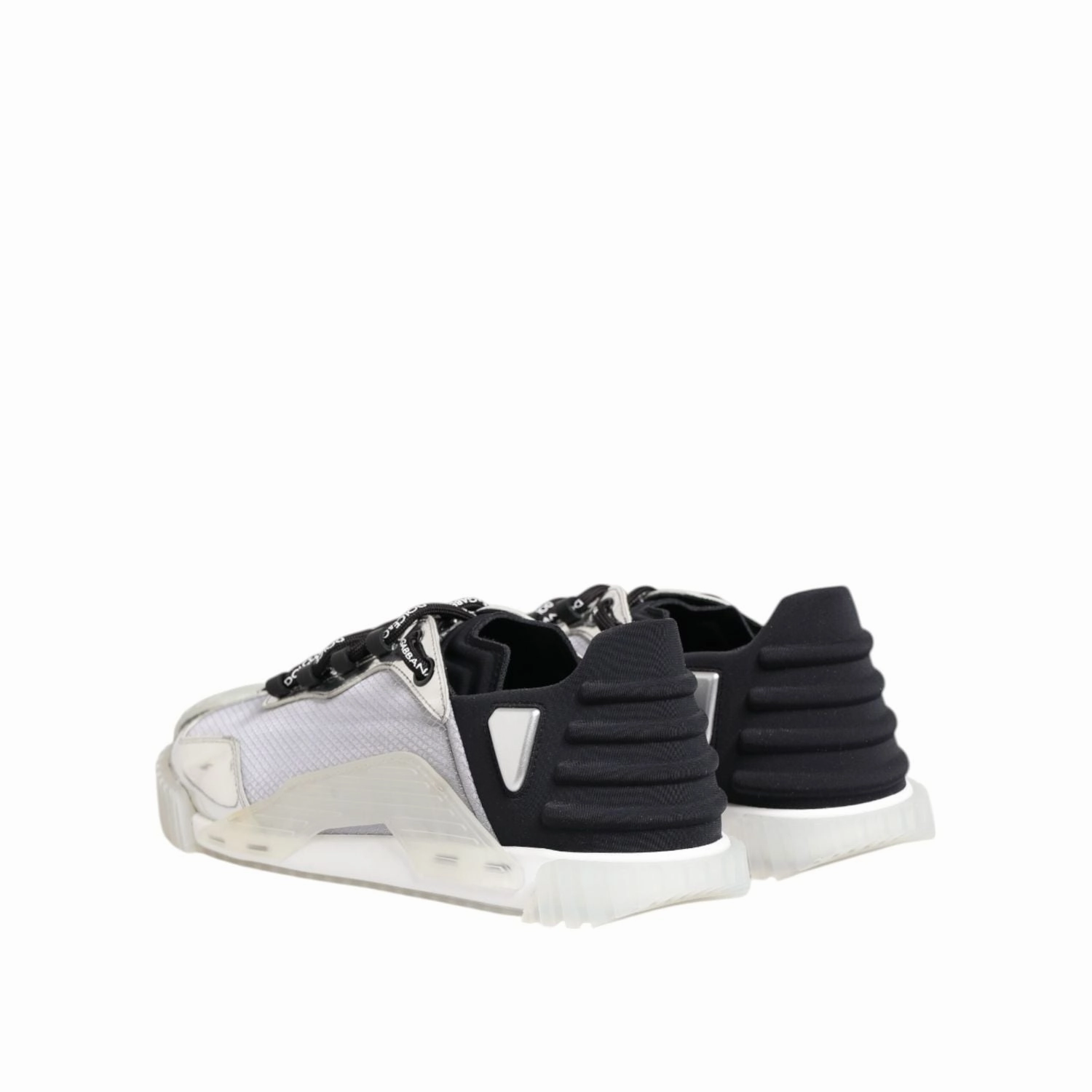 Dolce & Gabbana Silver Black Nylon NS1 Low Top Sneakers Shoes Strap Sneakers