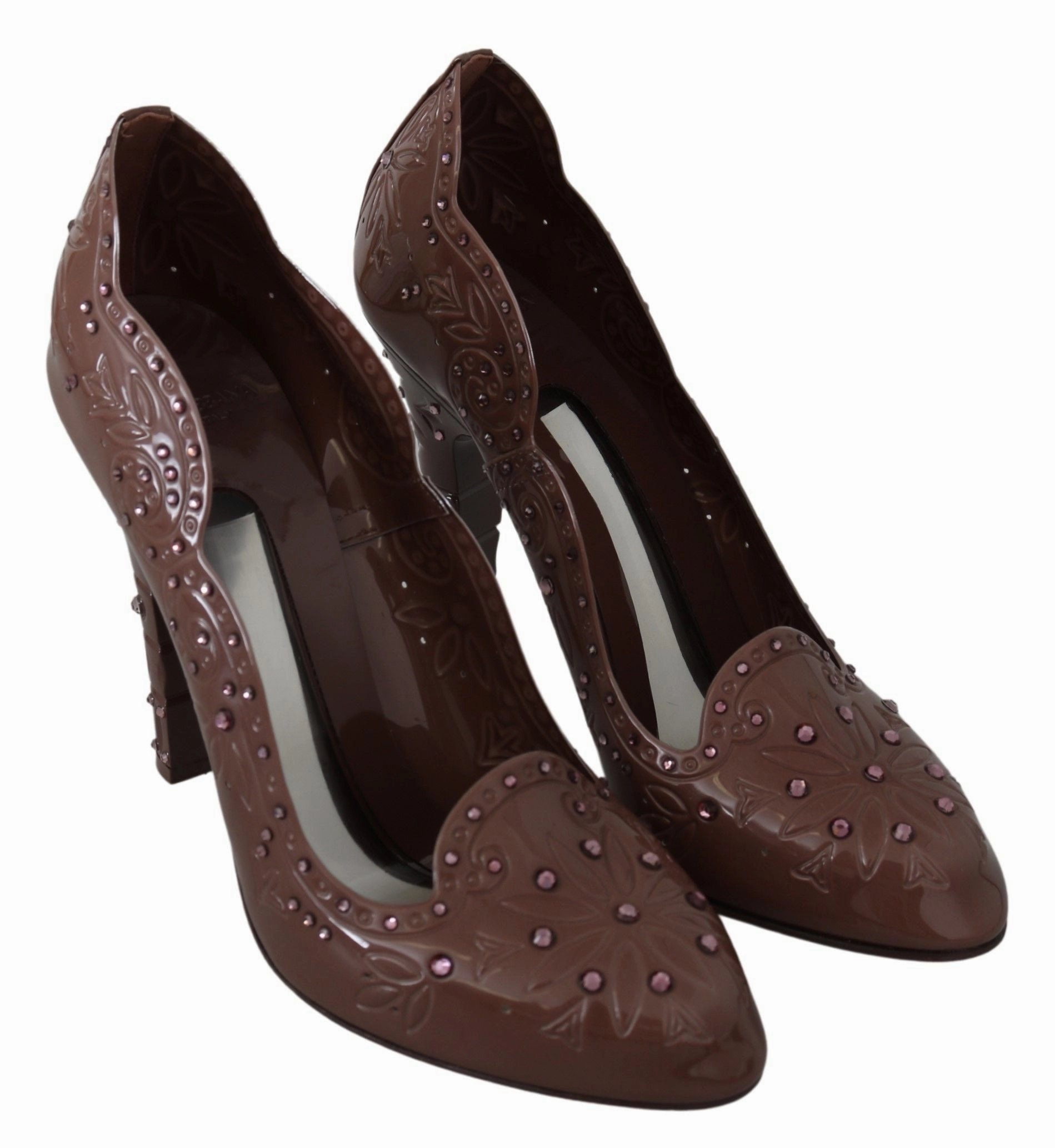 Brown Floral Crystal Heels CINDERELLA Shoes Sydney Sandals
