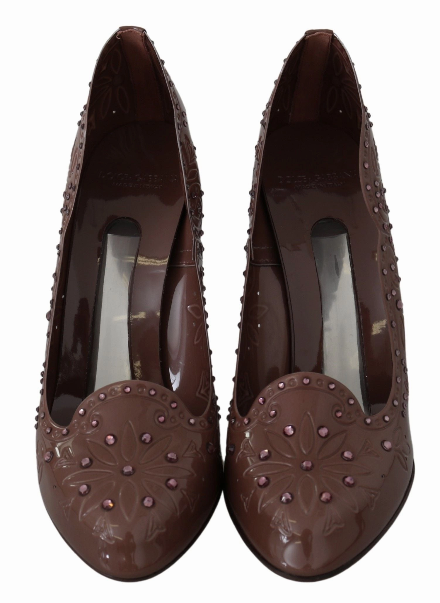 Brown Floral Crystal Heels CINDERELLA Shoes Comfortable Sandals Walking