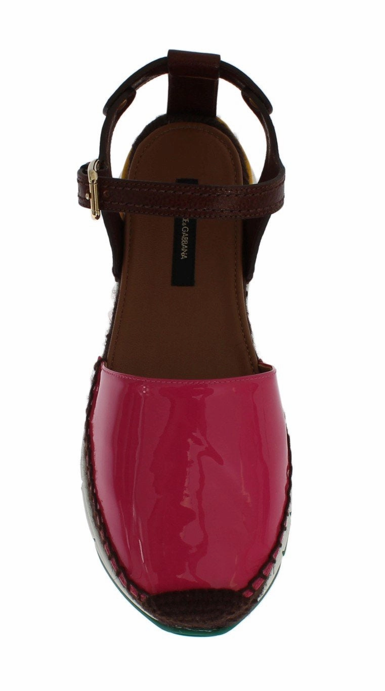 Brown Pink Leather Espadrilles Sandals Comfy Dress Sandals