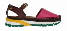 Brown Pink Leather Espadrilles Sandals Antigua Resort Map