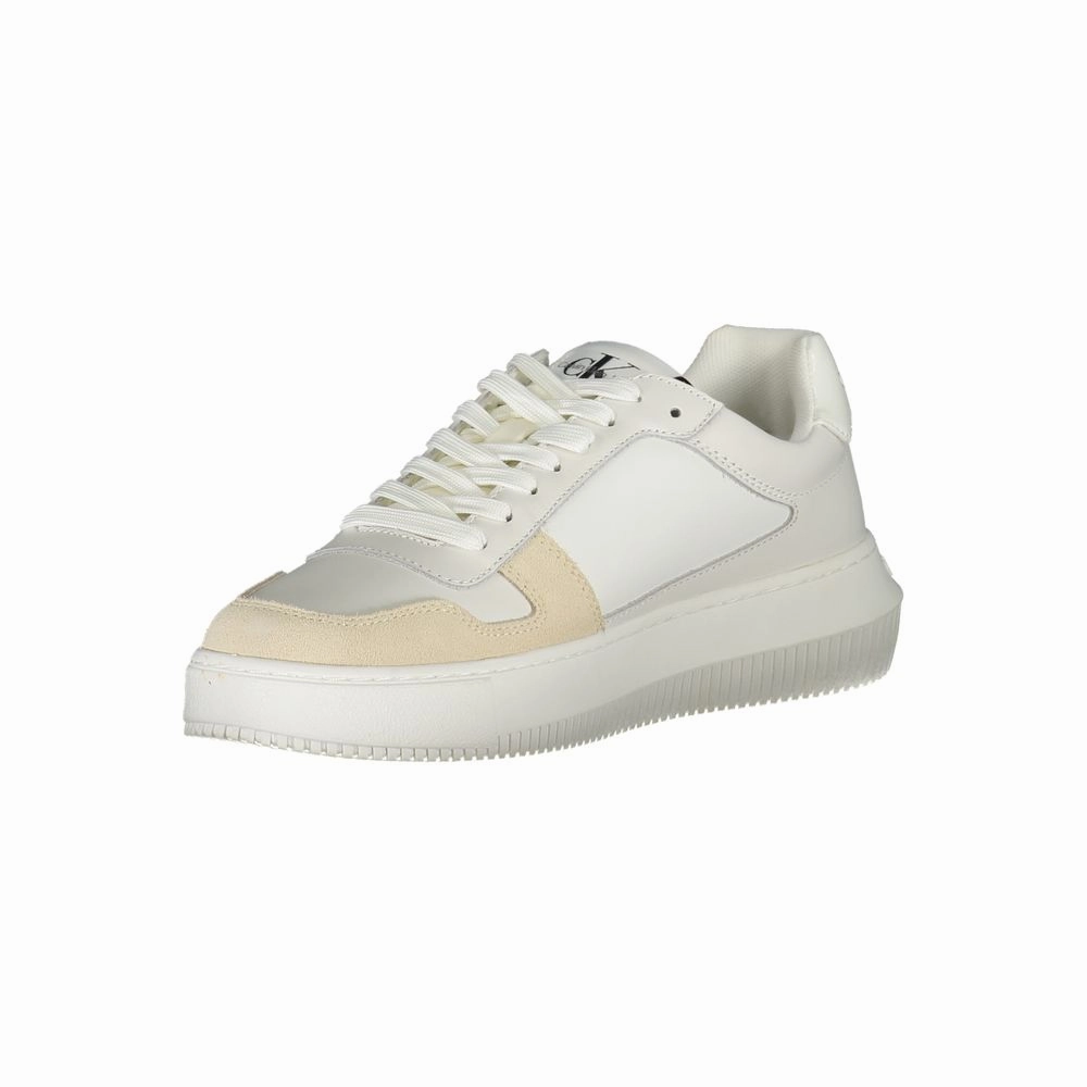Sneakers Shop Calvin Klein Elegant White Lace-Up Sneakers with Contrast Detail